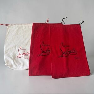 Christian Louboutin Red and White Dust Bags Set
